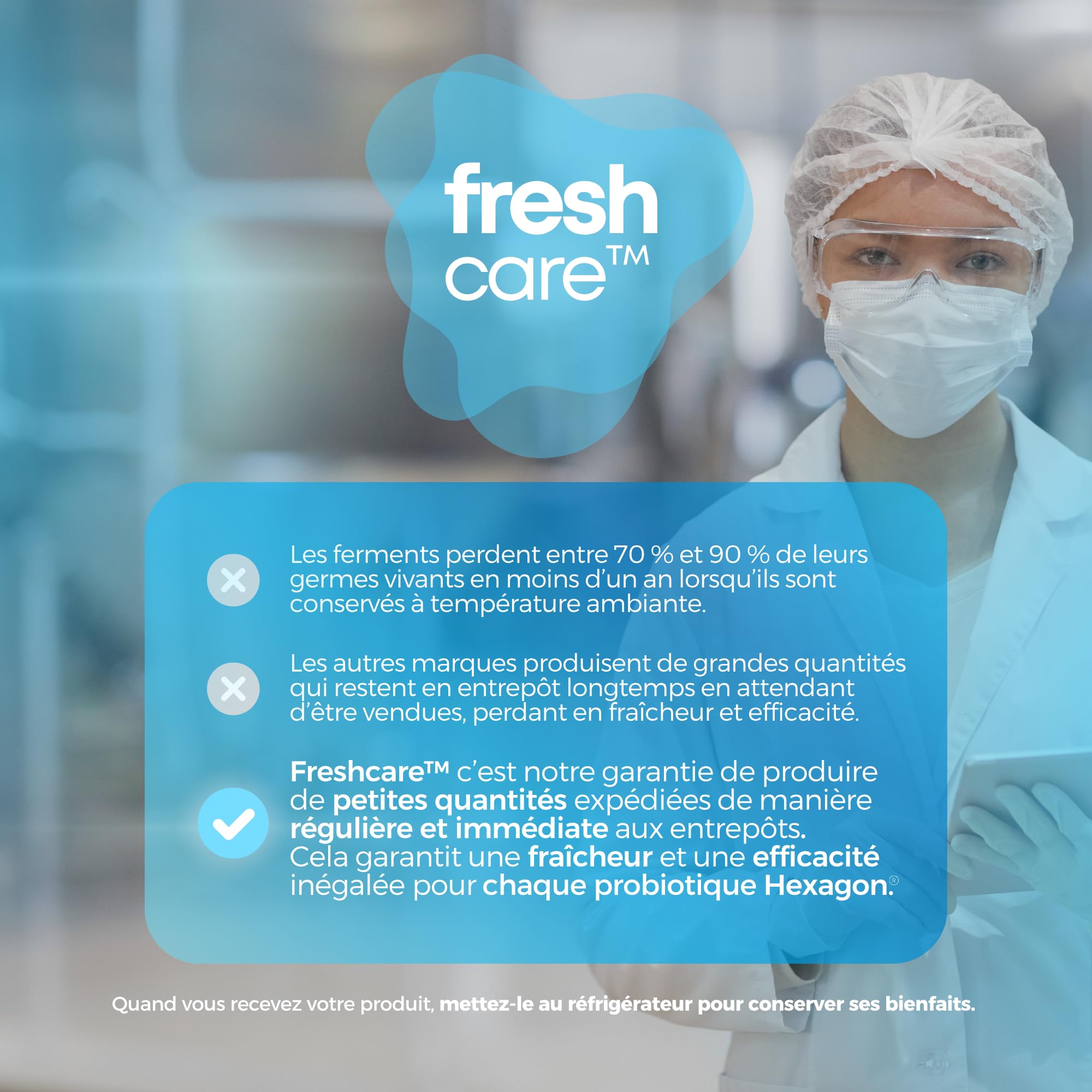 Lactobacillus Reuteri 10 Milliards UFC/Gélule - Cure Complète +3 Mois - L-Reuteri - Probiotique - Ferment Lactique - Freshcare™ Fraîcheur Optimale - 90 Gélules DRcaps™ - Vegan - Hexagon