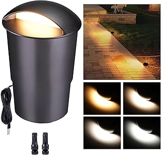 Low Voltage Well Lights - 5 Colors Temp IP67 In-Ground Light, 2700K/3000K/3500K/4000K/5000K Outdoor 12V LED Turret Top Landscape Lighting, ORB Aluminum for Pathway Deck Patio 3W 170LM