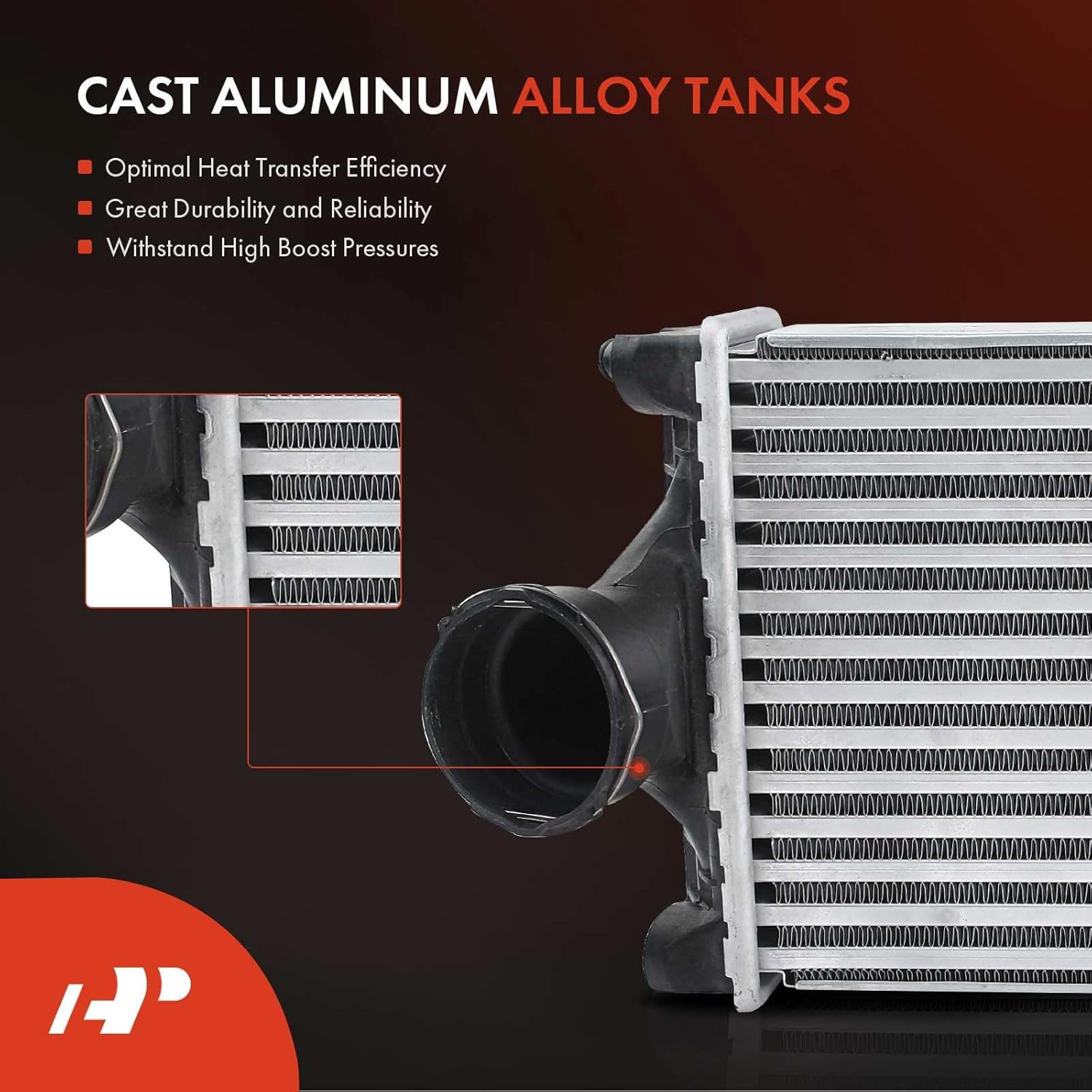 A-Premium Turbo Intercooler Compatible with 2001-2005 Porsche 911 H6 3.6L Turbocharged, Front Side