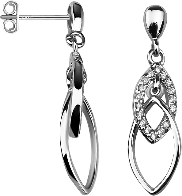 SOFIA MILANI - Women's Earrings 925 Silver - with Zirconia Stones - Oval Stud Earrings - 20543