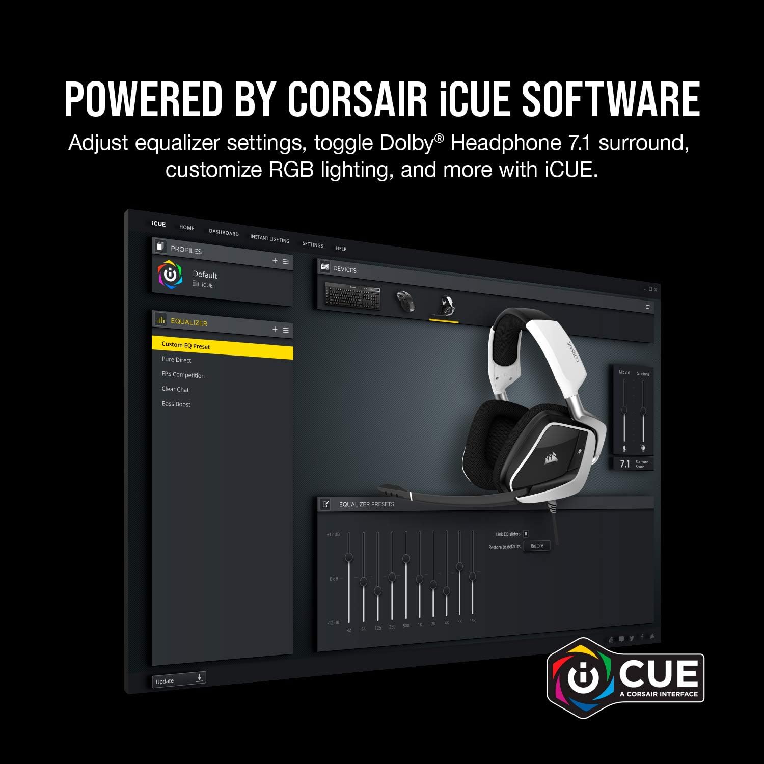 Corsair VOID Pro RGB USB Gaming Headset - Dolby 7.1 Surround Sound Headphones for PC - Discord Certified - 50mm Drivers - White