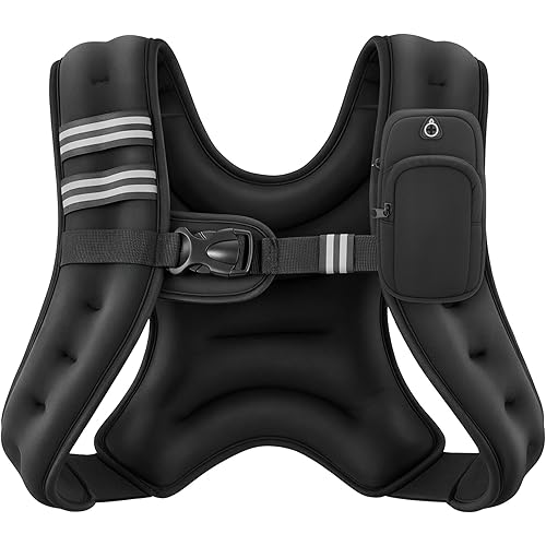 ZELUS Weighted Vest, 6lb/8lb/12lb/16lb/20lb/25lb/30lb Weight Vest with Reflective Stripe for Workout, Strength Training, Running, Fitness, Muscle Building, Weight Loss, Weightlifting