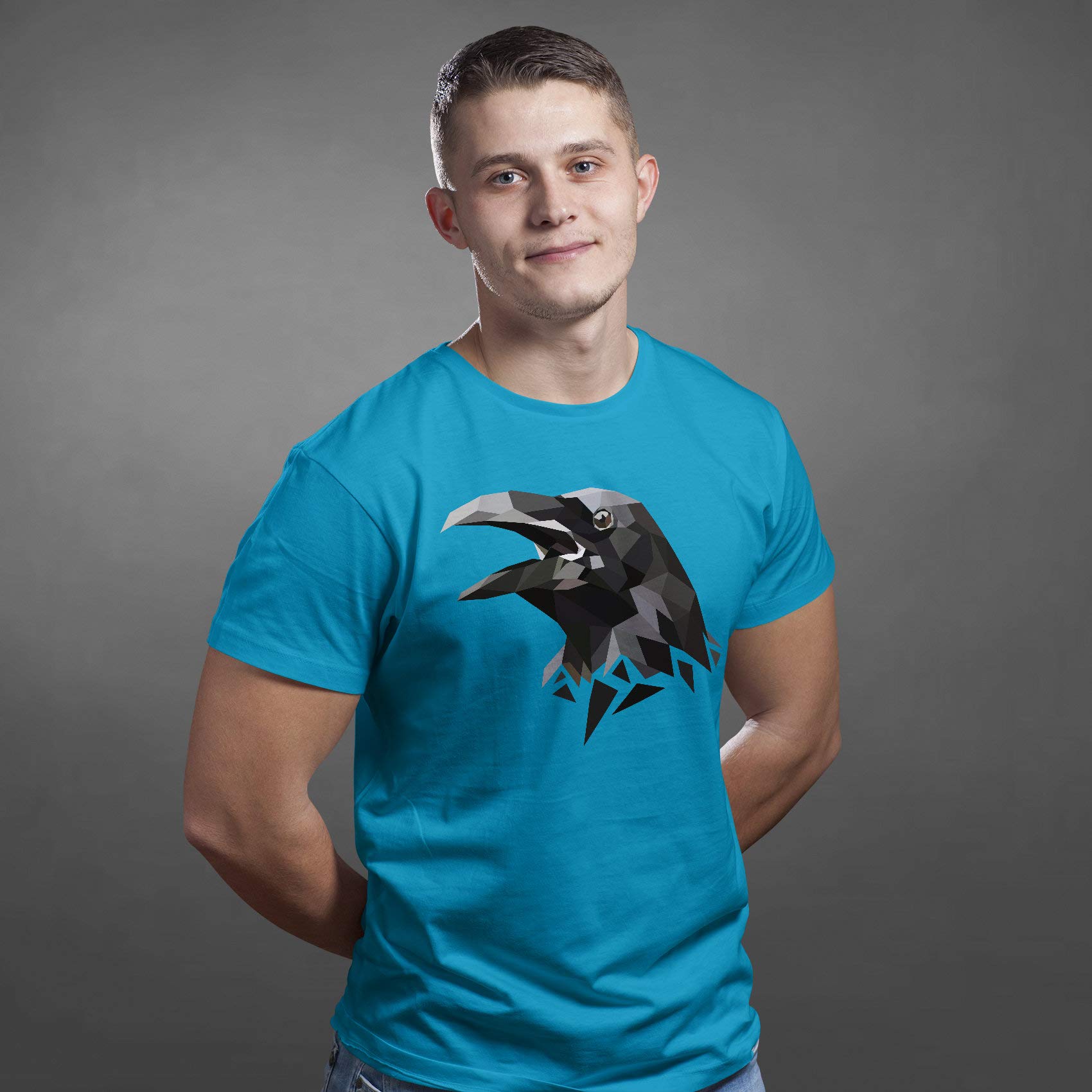 Black Crow kruk koszulka - ptak sztuka Halloween przestraszyć koszulka z nadrukiem - obraz horroru kolorowy t-shirt natura - strach na wróble prezent