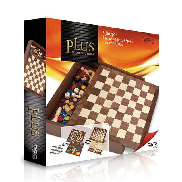 Cayro - 5 Juegos en 1 - Ajedrez, Damas, Backgammon, Parchís y Oca - + 8 - Juegos de Mesa para Niños y Adultos