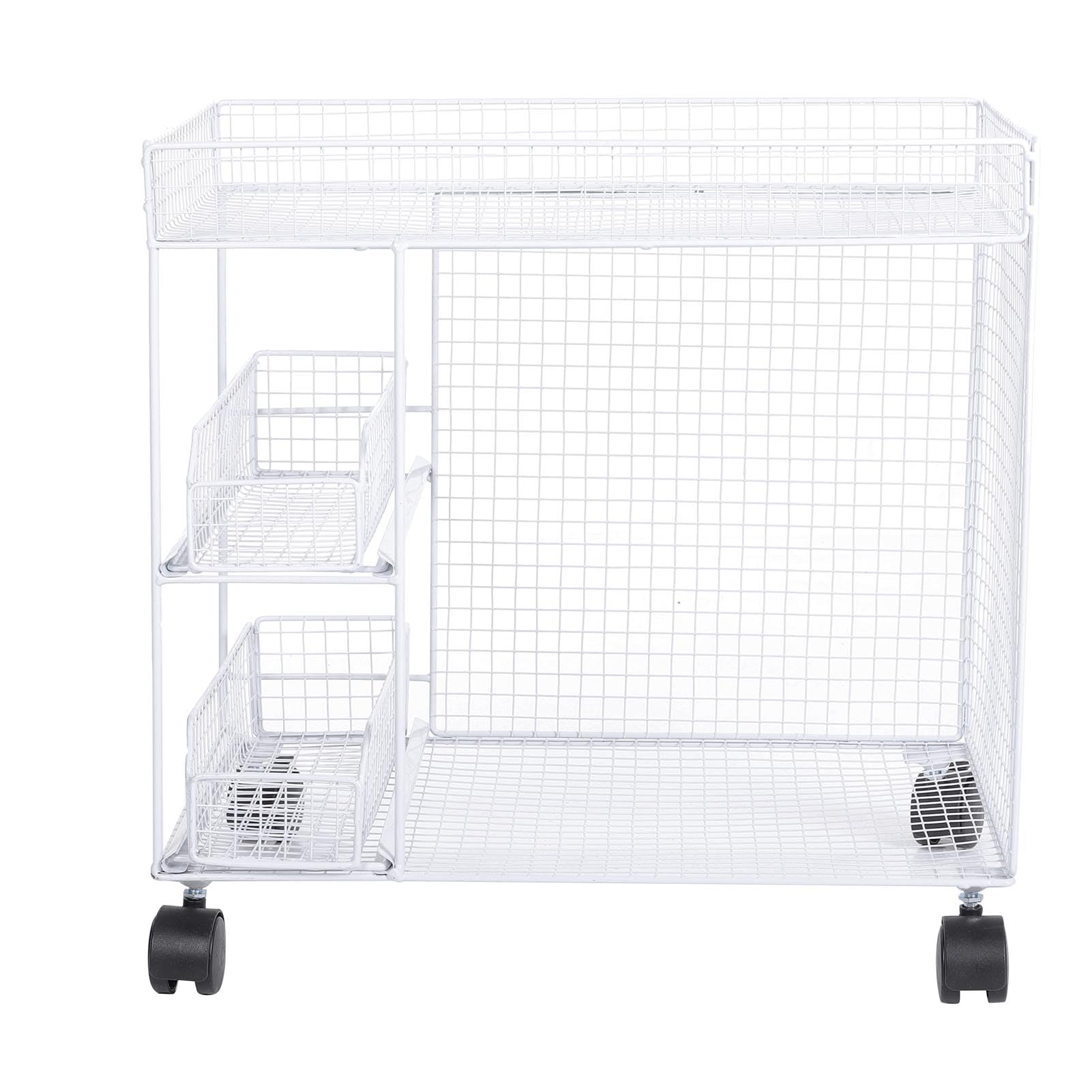Qcwwy Scaffale Mobile, Salvaspazio, Girevole a 360 Gradi, con Ruote Bloccabili, Estraibile, Organizer da, Cestini, Ciotole, Piatti, Ripiano, Carrello Portaoggetti per Soggiorno, (WHITE)