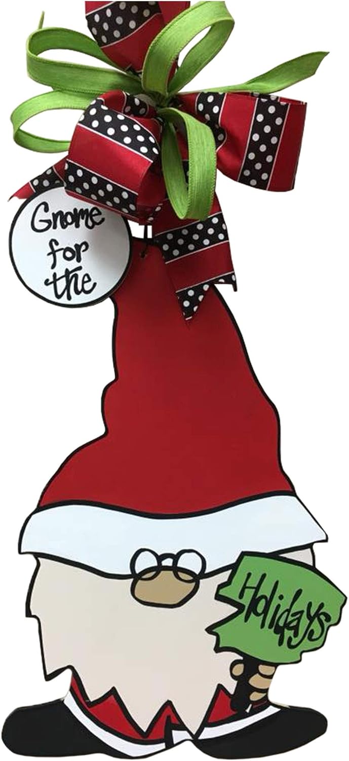 Gnome Cutout Garden Decor Cut Out Unfinished Wood Summer Or Spring Door Hanger MDF Shape Canvas Style 2 (24")