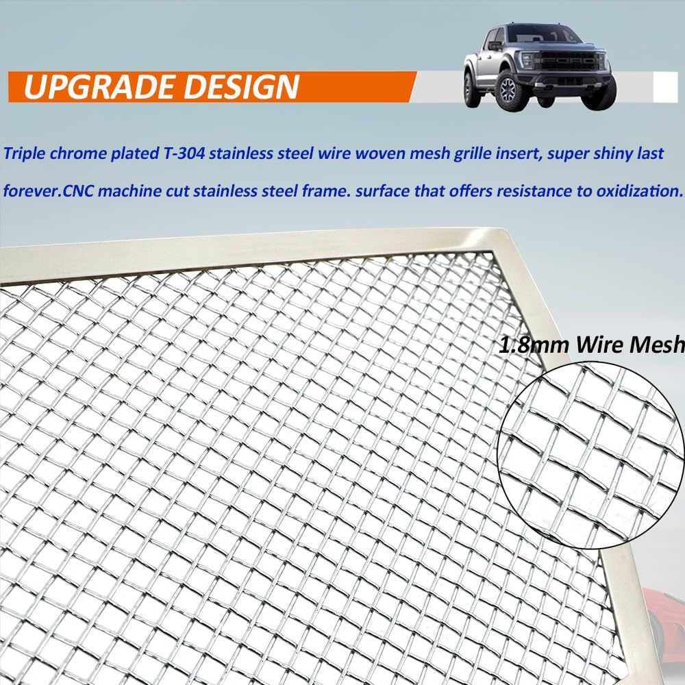 Chrome Mesh Grille Compatible with Cadillac CTS 2008-2013 & 11-14 CTS Coupe Stainless Steel Grill Insert Combo (Not For CTS-V Coupe, Not for Adaptive Cruise Control) (Mirror polished) 09 10 11 12