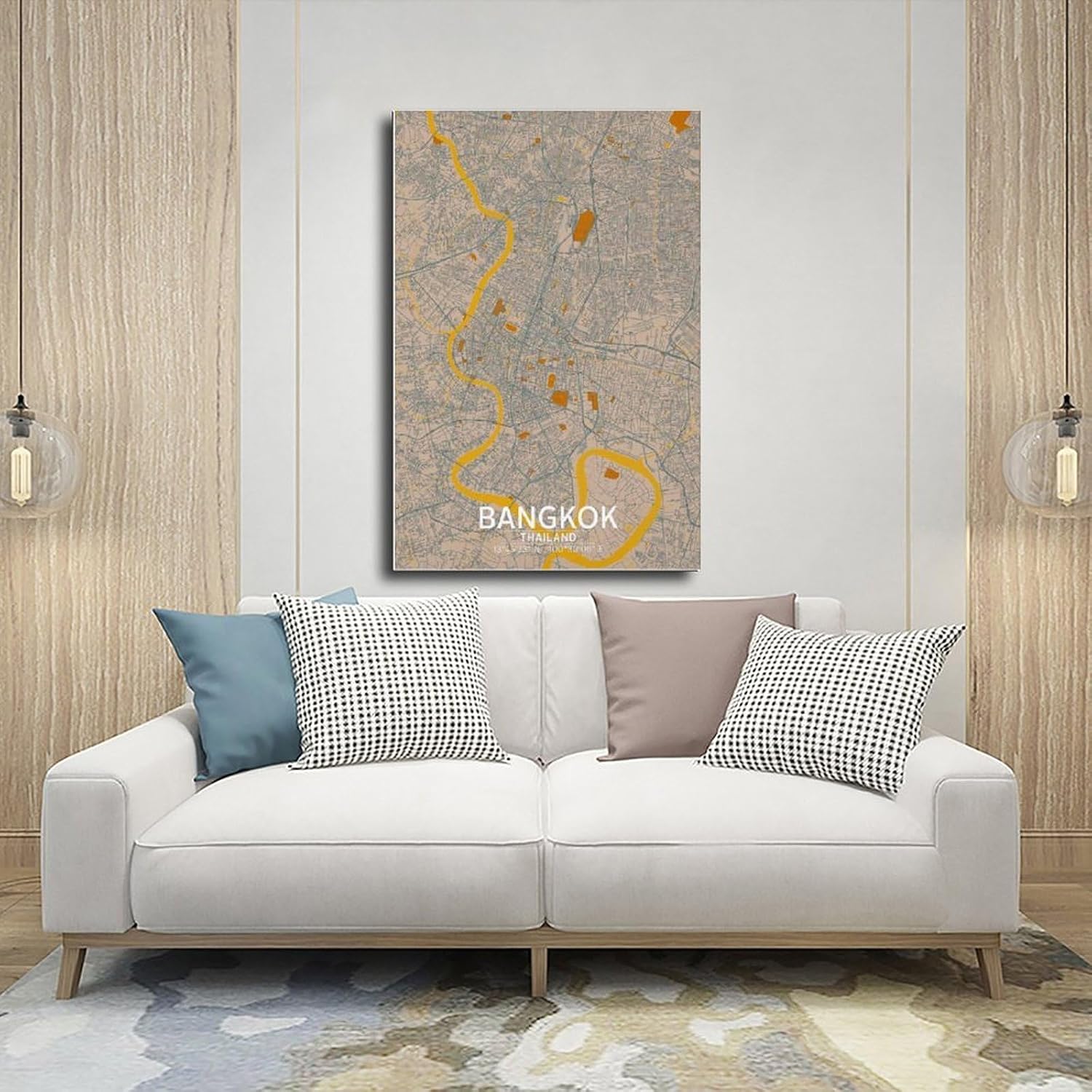Bangkok Thailand Map Poster Black And White Hometown City Printing (2) Poster Wall Art Decor Print Picture Paintings for Living Room Bedroom DecorationUnframe 24x36inch