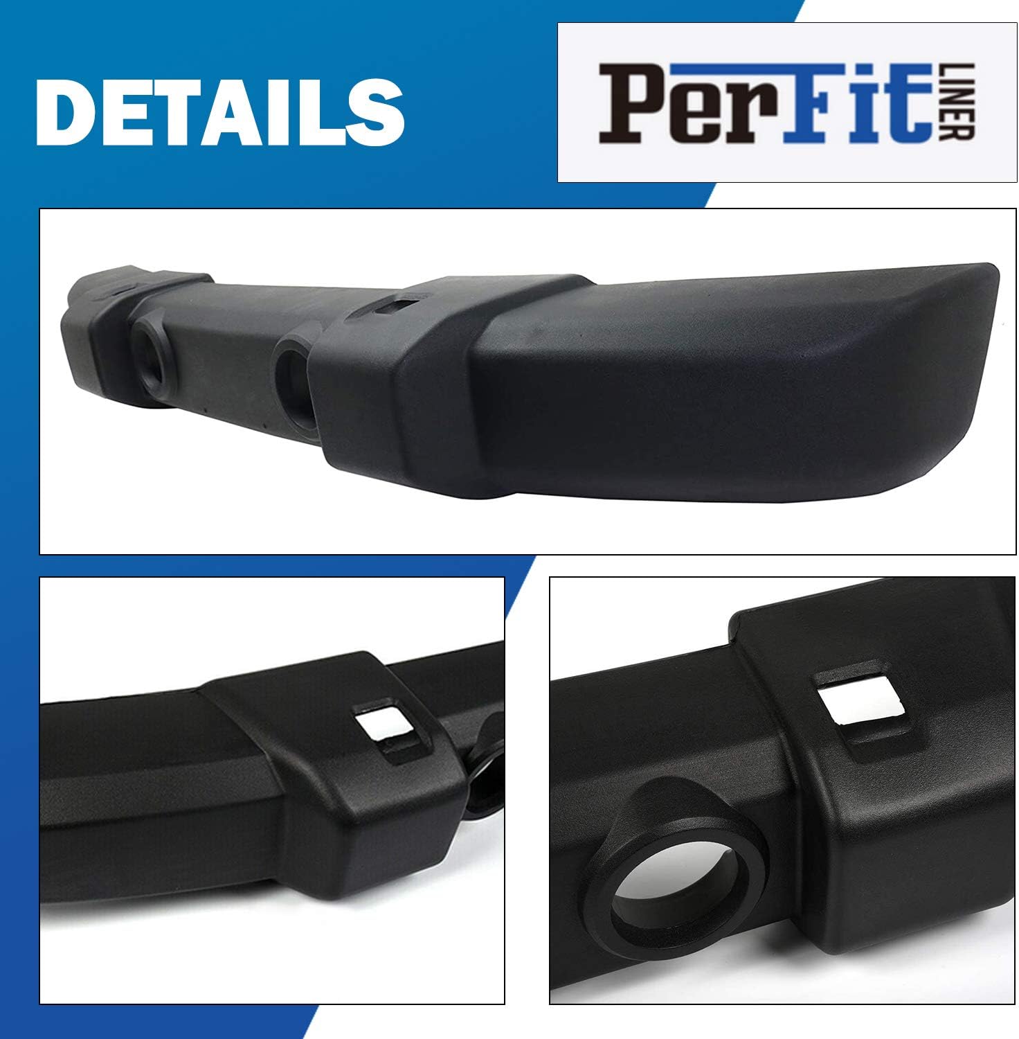 Perfit Liner Front Dark Gray Bumper Cover With Fog Light Holes Tow Hook Holes Compatible With 2007-2018 Jeep Wrangler JK CH1000900 1FN67RXFAA