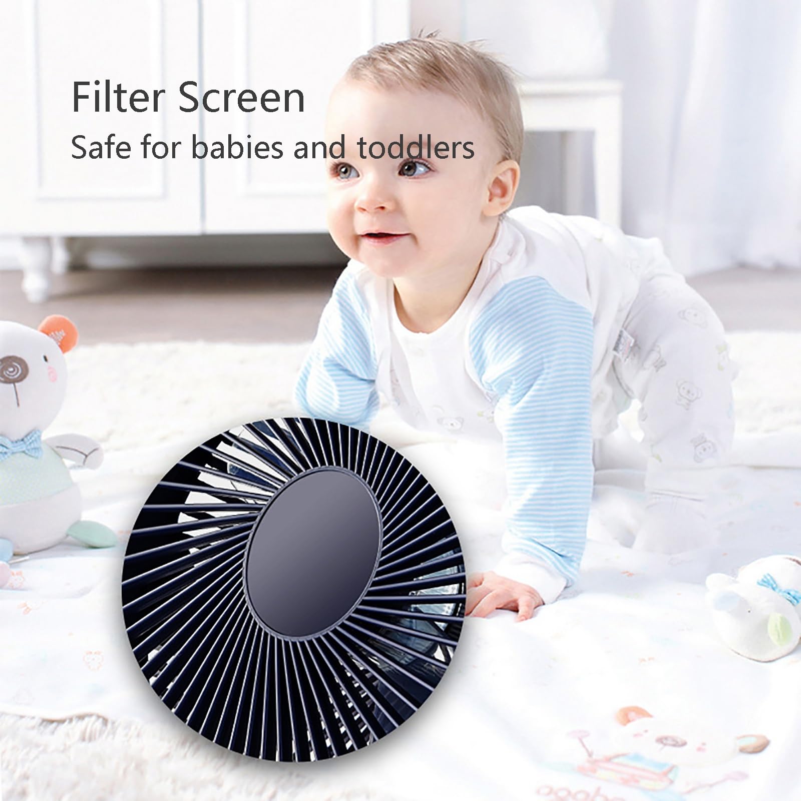 Potente mini ventilatore da scrivania USB, circolatore d'aria personale con forte flusso d'aria, ventola di raffreddamento elettrica per casa, ufficio, dormitorio, design compatto e portatile (blu