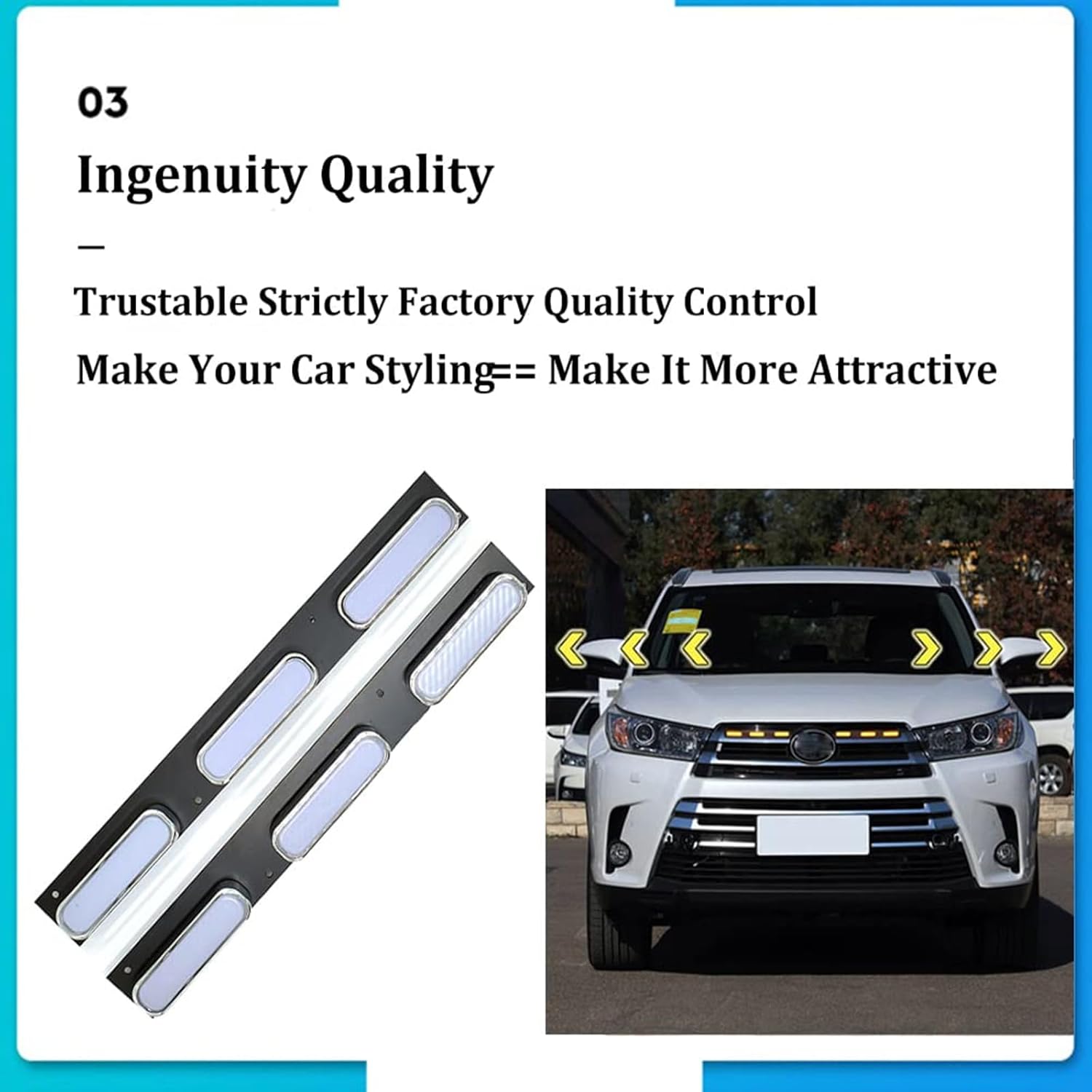 LED Grille Light DRL with Amber Turn Signal Light Fit for 2014-2019 Toyota Highlander Front Bumper Fog Lamp Driving Light Daylight
