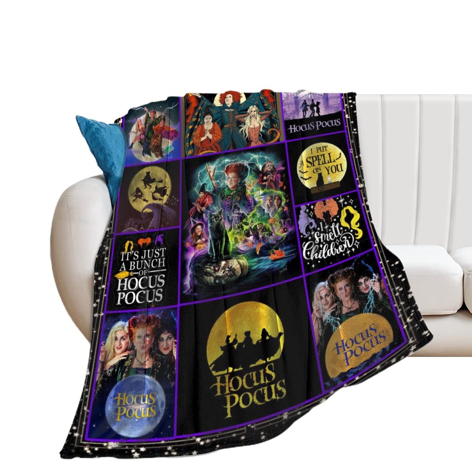 LsolivltLsolivlt Hocus Halloween Pocus Super Soft Throw Blanket Air Conditioner Blanket Air Conditioner Blanket for Couch Sofa Chair Office Travelling Camping Gift (Black, 50''X40'')