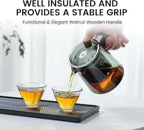 Miniatura 3 de Tea Canyon Tetera de vidrio con infusor de vidrio extraíble, tetera para hojas florecientes y sueltas, tetera de vidrio de borosilicato de 17 oz16.9