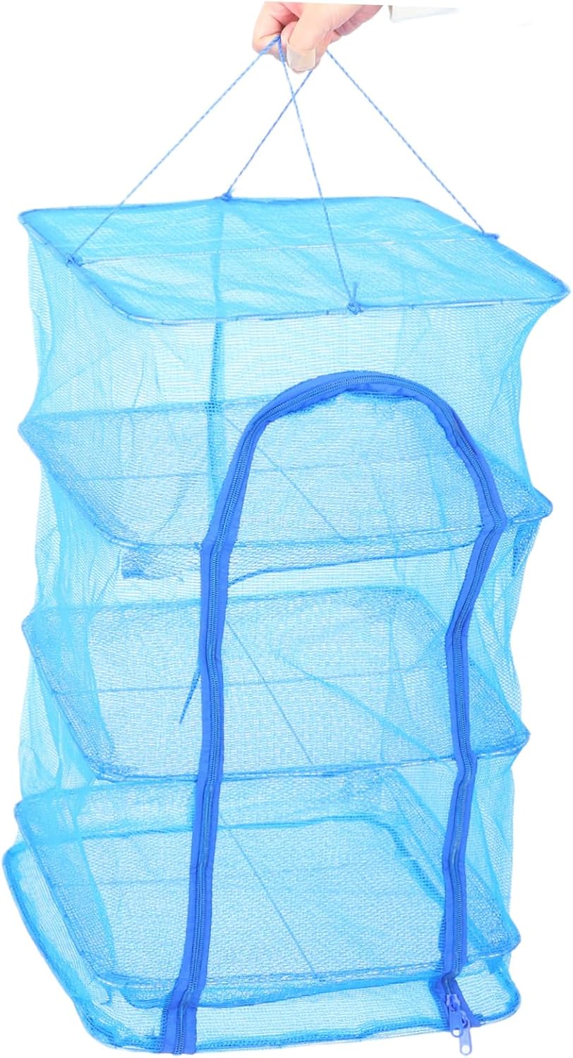 2pcs Folding Drying Nets with Nylon Mesh and Sturdy Wire Frame Multi Breathable Hanging Drying Rack for Fish Vegetables Fruits Storage Holders for Indoor and Outdoor Use
