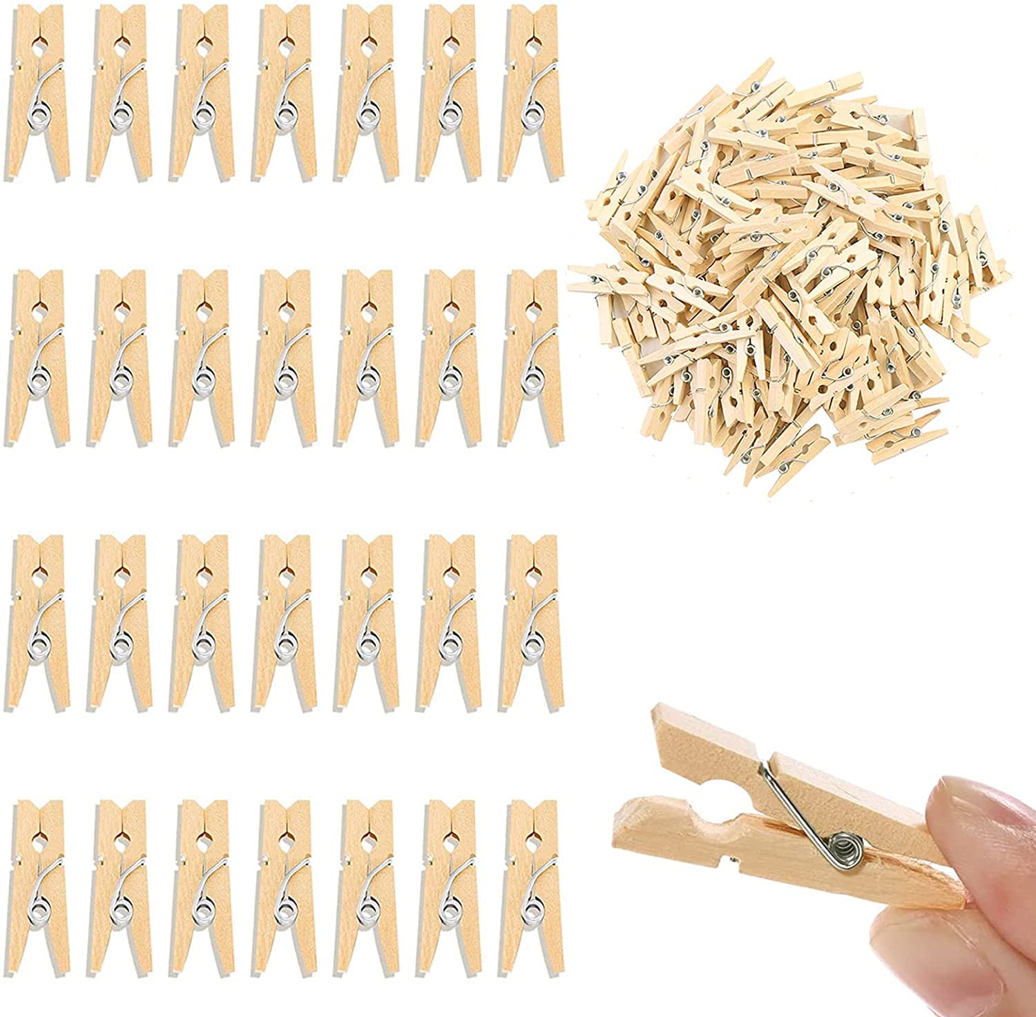 50Pcs Mini Wooden Pegs - 35mm Peg for Scrapbooking Photo Pins Wedding Art Crafts