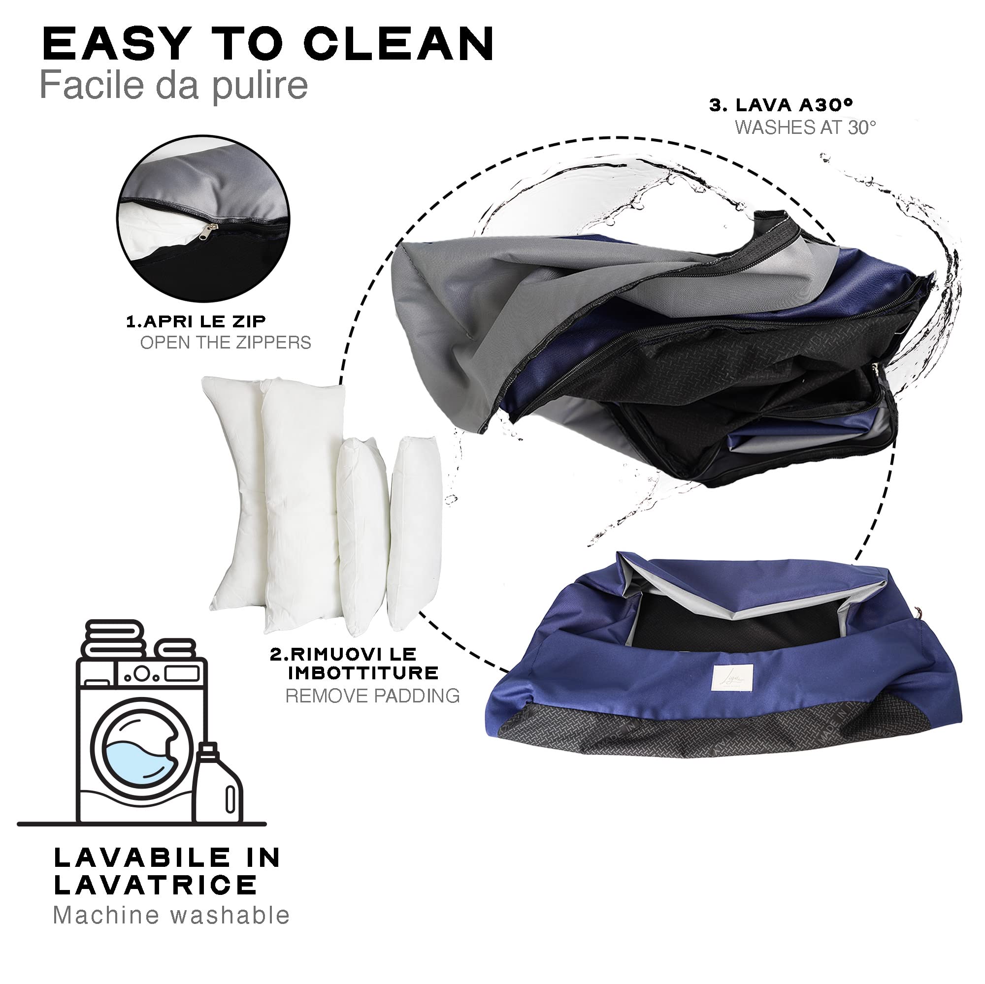 Ligo Oliver - lettino cuccia per cani idrorepellente resistente ai graffi.Cuscino per cane materasso per cani. Cuccia per Cani antimacchia.REALIZZATO IN ITALIA (M: 70 x 55 cm, ANTRACITE/BORDEAUX)