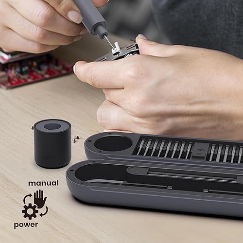 Miniatura 8 de JIMIHOME Juego de destornilladores eléctricos, destornillador de precisión eléctrico inalámbrico con 30 puntas extra largas S2, 34 en 1 con base de