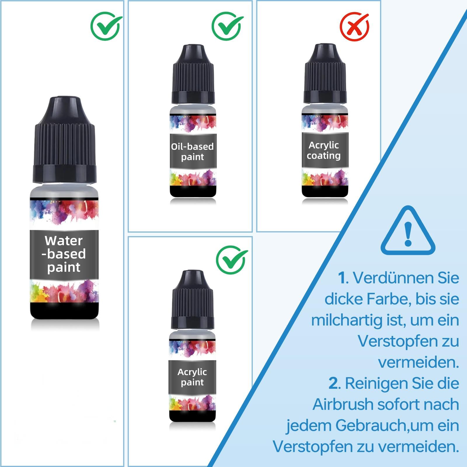 Airbrush Kompressor Set, 40 PSI Auto-Stop-Kompressor, Dual-Action-Airbrush für Modellbau, Nageldesign, Make-up, Tortendekoration, Kunst, Handwerk und Tätowierungen mit komplettem Zubehör