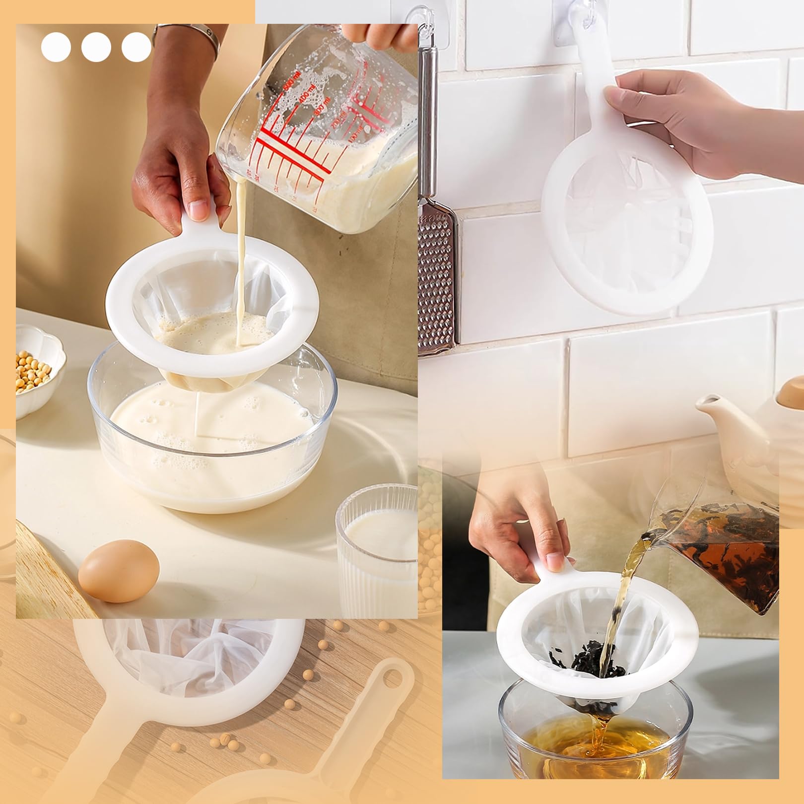 2 Stück Küchensieb 100/400 Mesh - Feines Filtersieb Für Saft, Milch, Kaffee