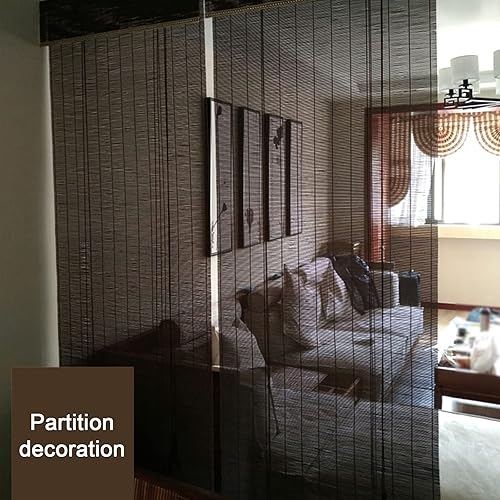 Miniatura 5 de Parasol transpirable privacidad bambú enrollable, cortina de bambú negro, cortina enrollable de persianas, pantalla de filtro, luz de partición,
