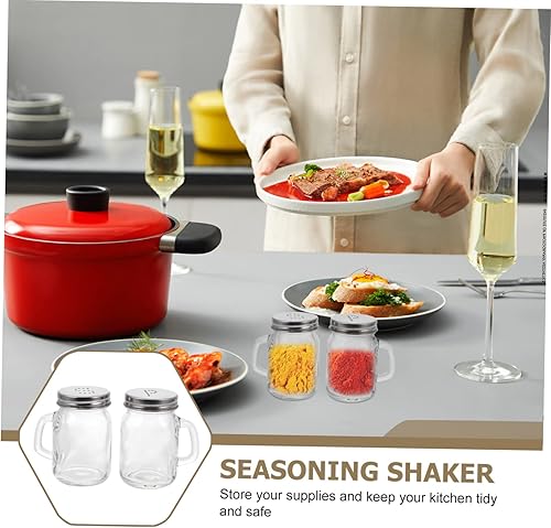 Miniatura 7 de KICHOUSE 2 botellas de almacenamiento de especias con aspersor de vidrio, pimenteros, recipientes de especias, salero para barbacoa, condimentos,