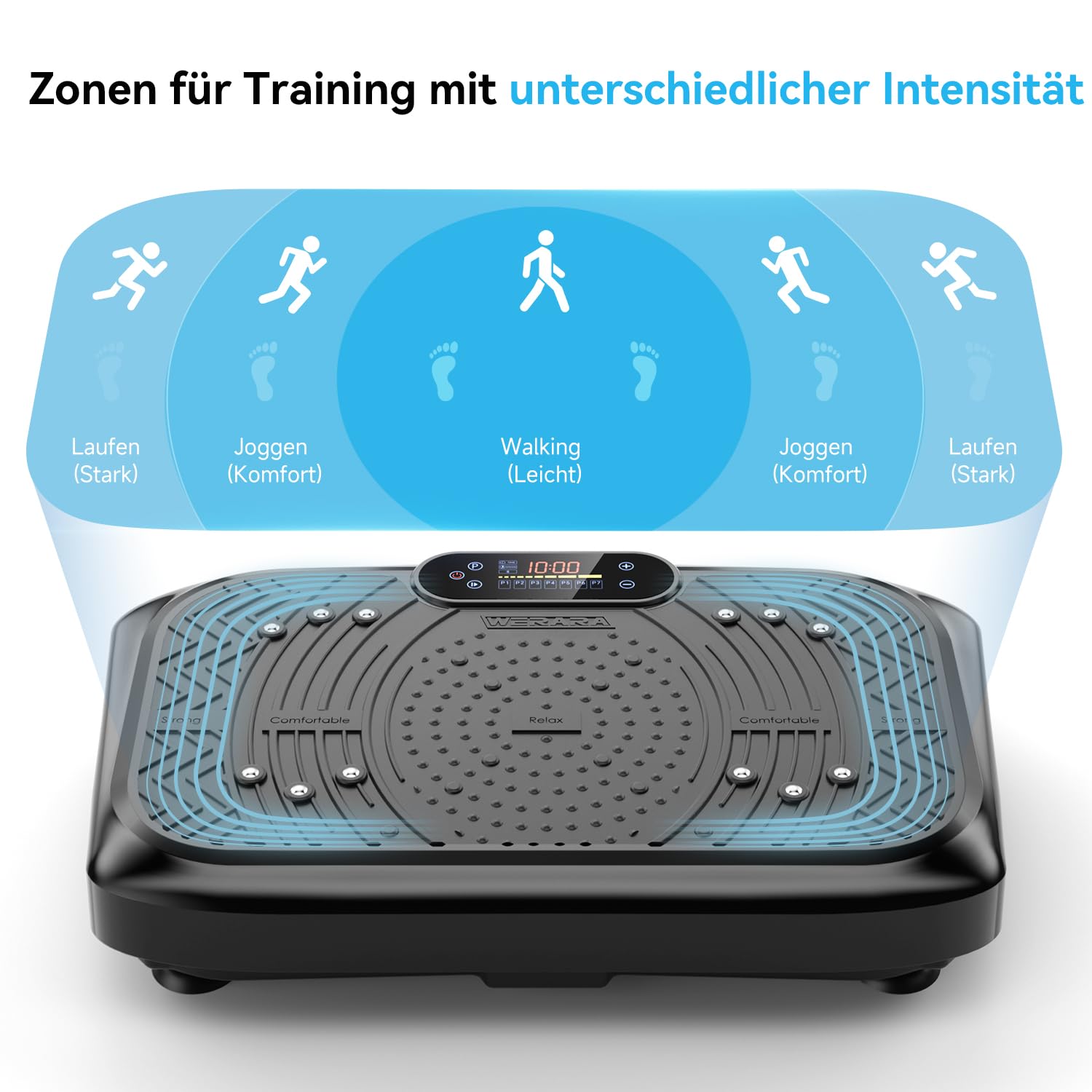 Vibrationsplatte mit App-Steuerung, Fernbedienung & LED, 220kg Belastbarkeit, 199 Stufen Vibration Plate, Rüttelplatte Sport für Zuhause, 200W Motor, Bluetooth & Bänder, Fettverbrennung