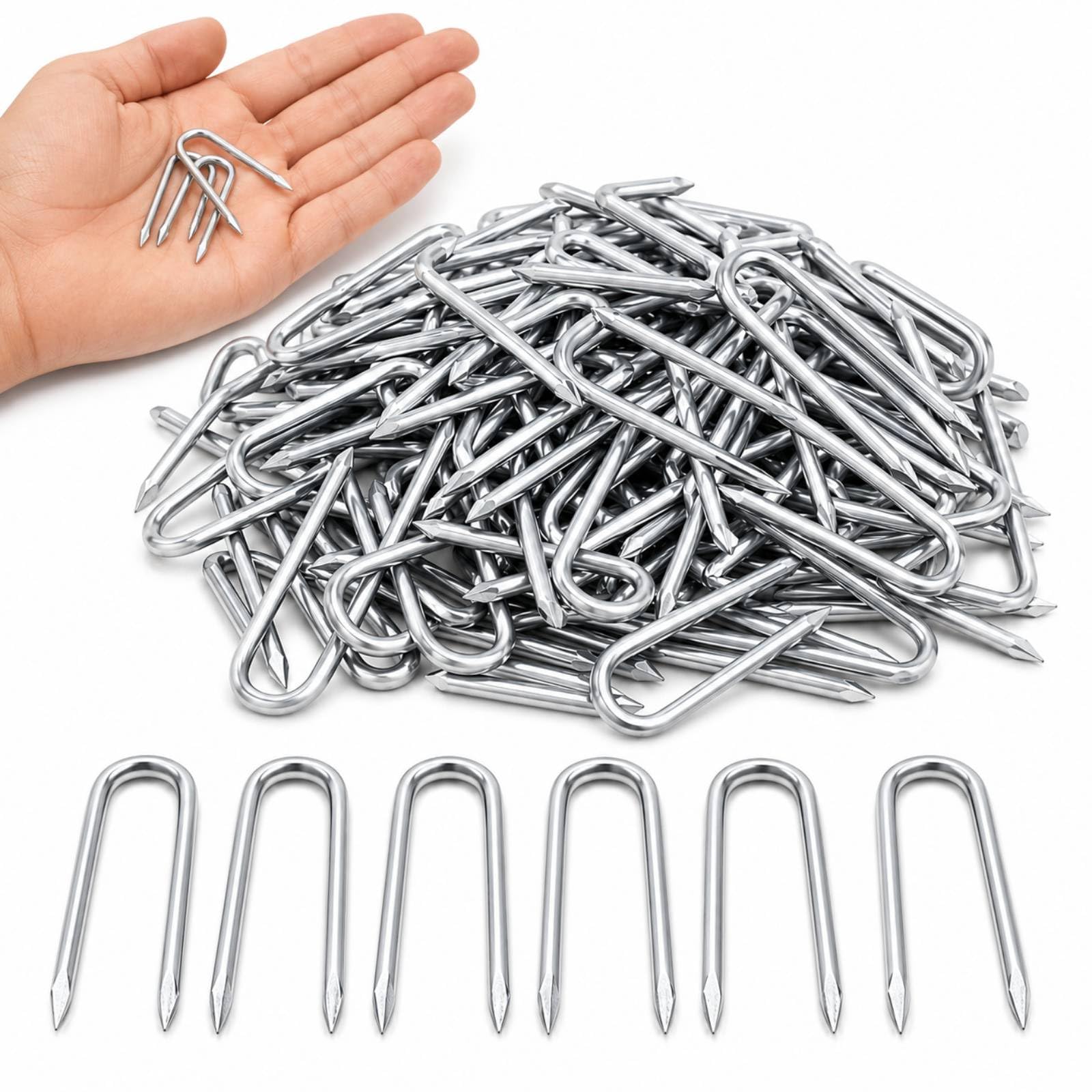 U Nails for Fencing, 200 Pcs U Shaped Nails for Fencing Netting