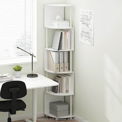 Miniatura 16 de Furinno Estantería básica para libros, estantería de 4 niveles, estantería con estante esquinero en zigzag, 14.2 x 14.2 x 57.7, para sala de estar,