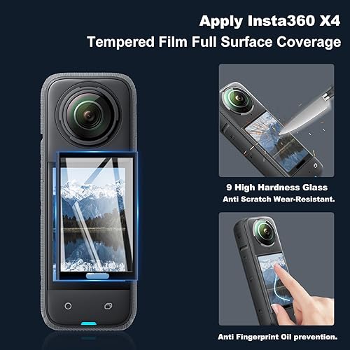 Miniatura 2 de Kit de accesorios para cámara Insta 360 X4 - Protectores de lente, funda de silicona, funda de cámara, protectores de pantalla (negro, unisex)