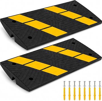 BESEA Car Driveway Ramps 35.5Inch Rubber Curb Ramp 28000lbs Load Capacity 2.6INCH Rise Curbside Bridge Ramp for Warehouse Garage Sidewalk2Pack