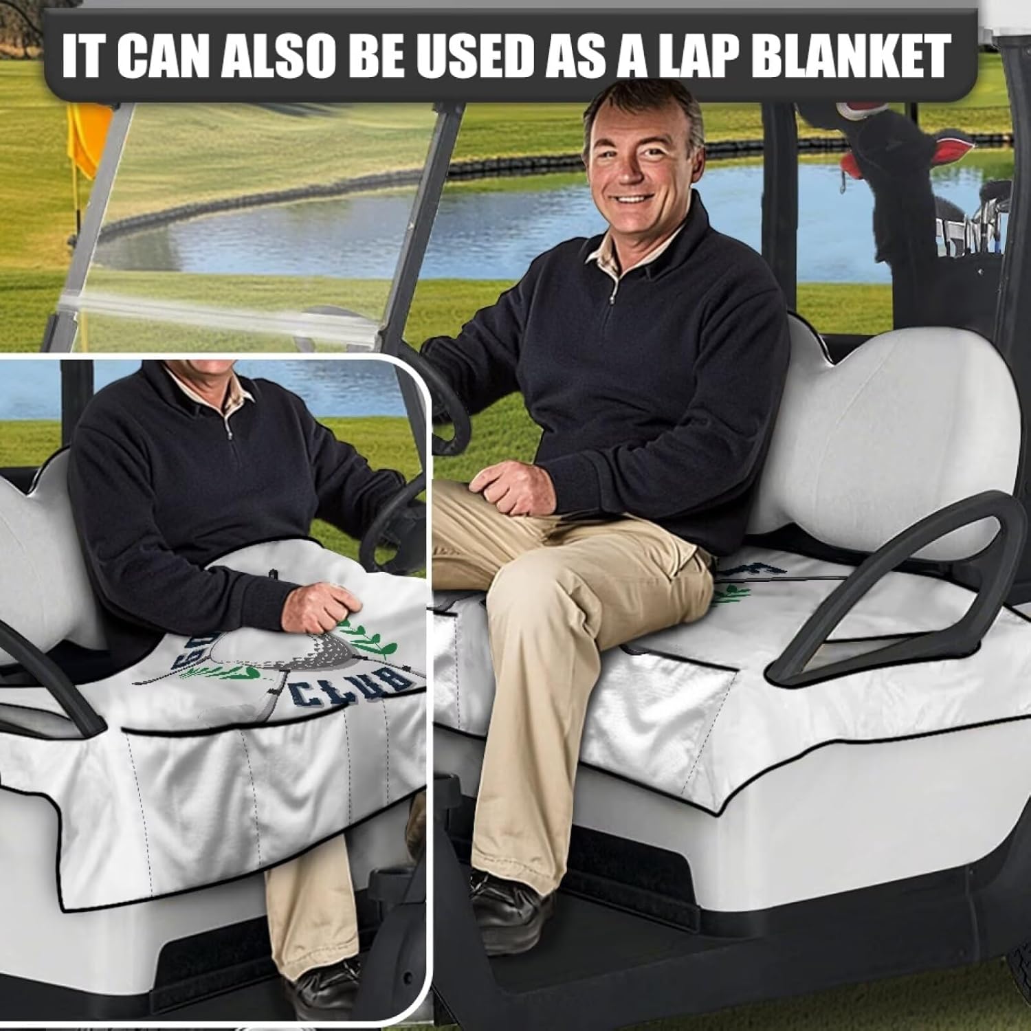 Golf Cart Seat Covers Club Car Universal Golf Cart Seat Towel Blanket with 4 Front Pockets