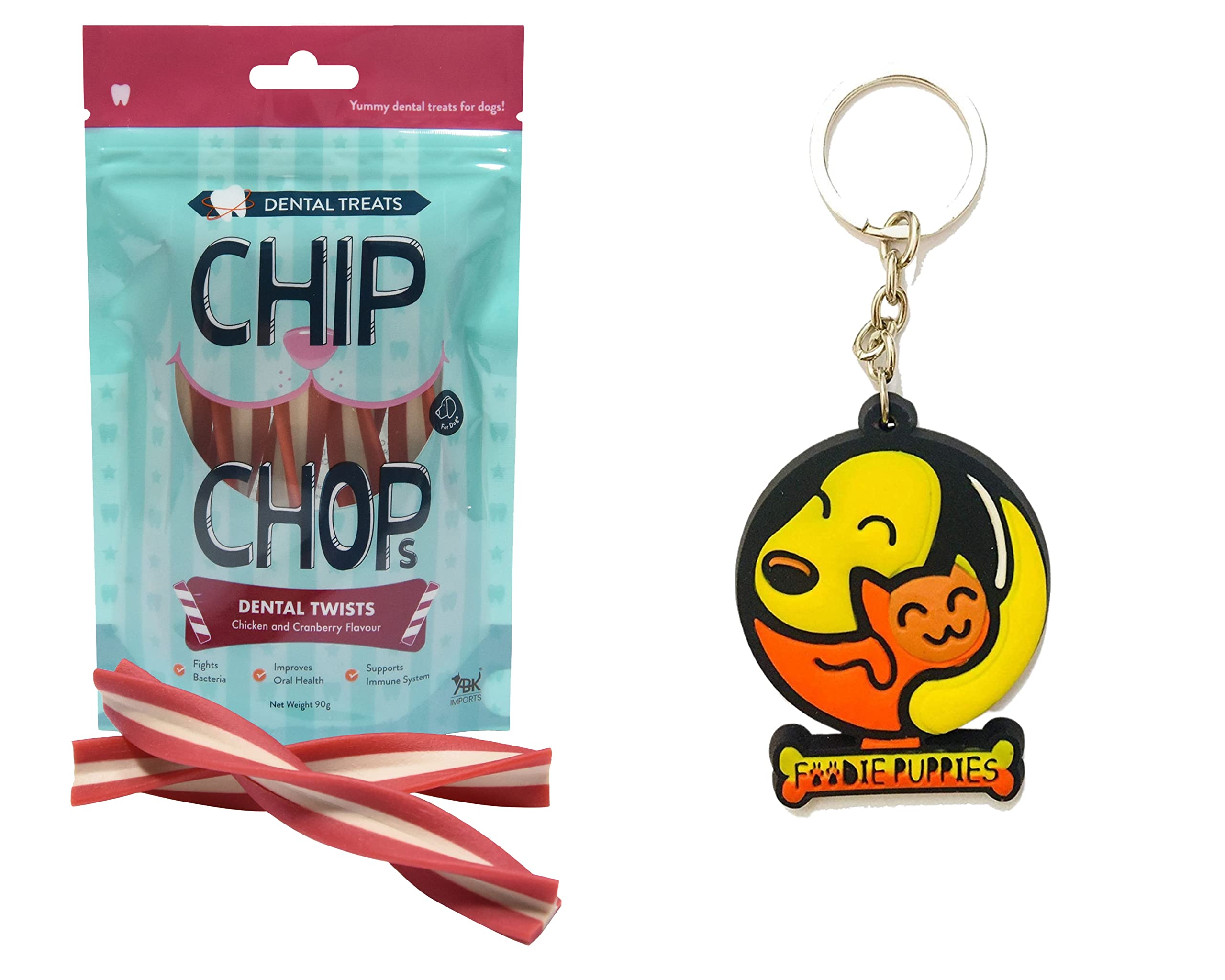 Chip Chop Dental Twists Dog Treat - 90gm, with Free Key Ring | Highly Nutritional and Digestible Snack | No Artificial Flavour | Oral Hygiene | Support Immune System - Sold by Foodie Puppies (B0BQMY3WLH) Amazon Price History, Amazon Price Tracker