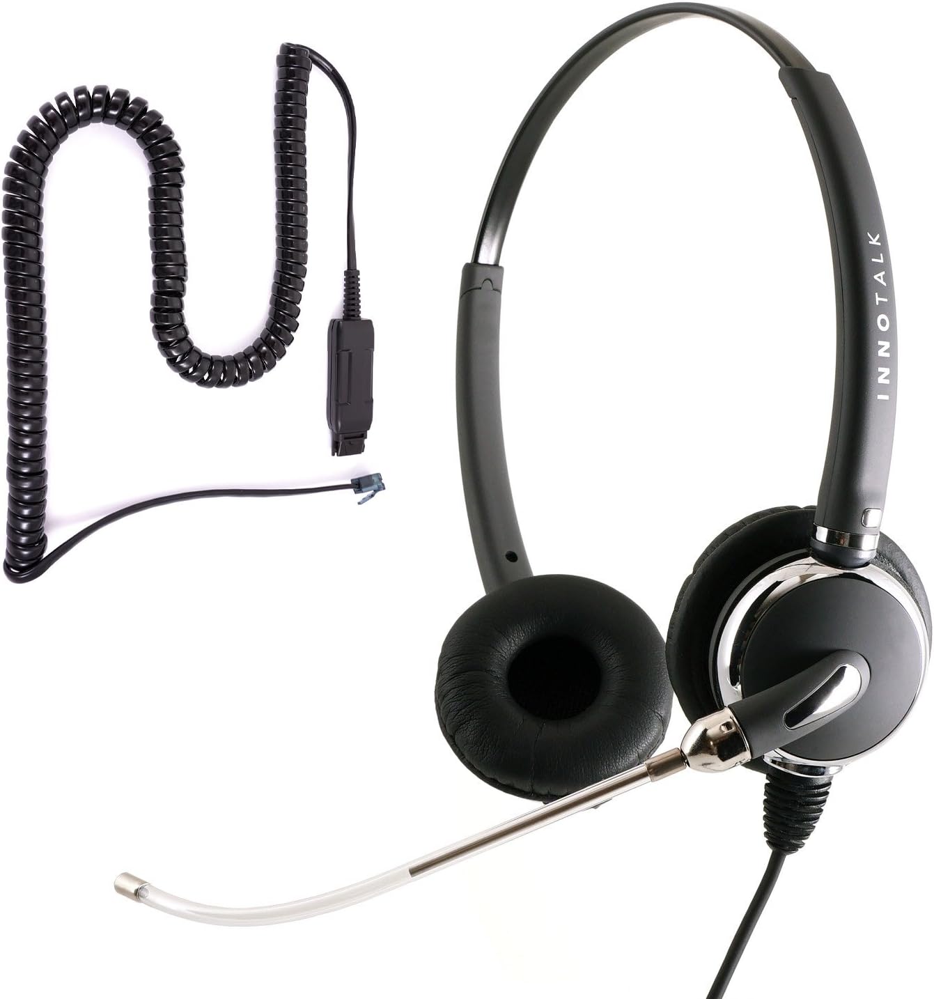 INNOTALK Phone Headset Compatible with Avaya IP 9620, 9620C, 9620L, 9621, 9630, 9630G, Voice Tube Mic Binaural Phone Headset for Business Center