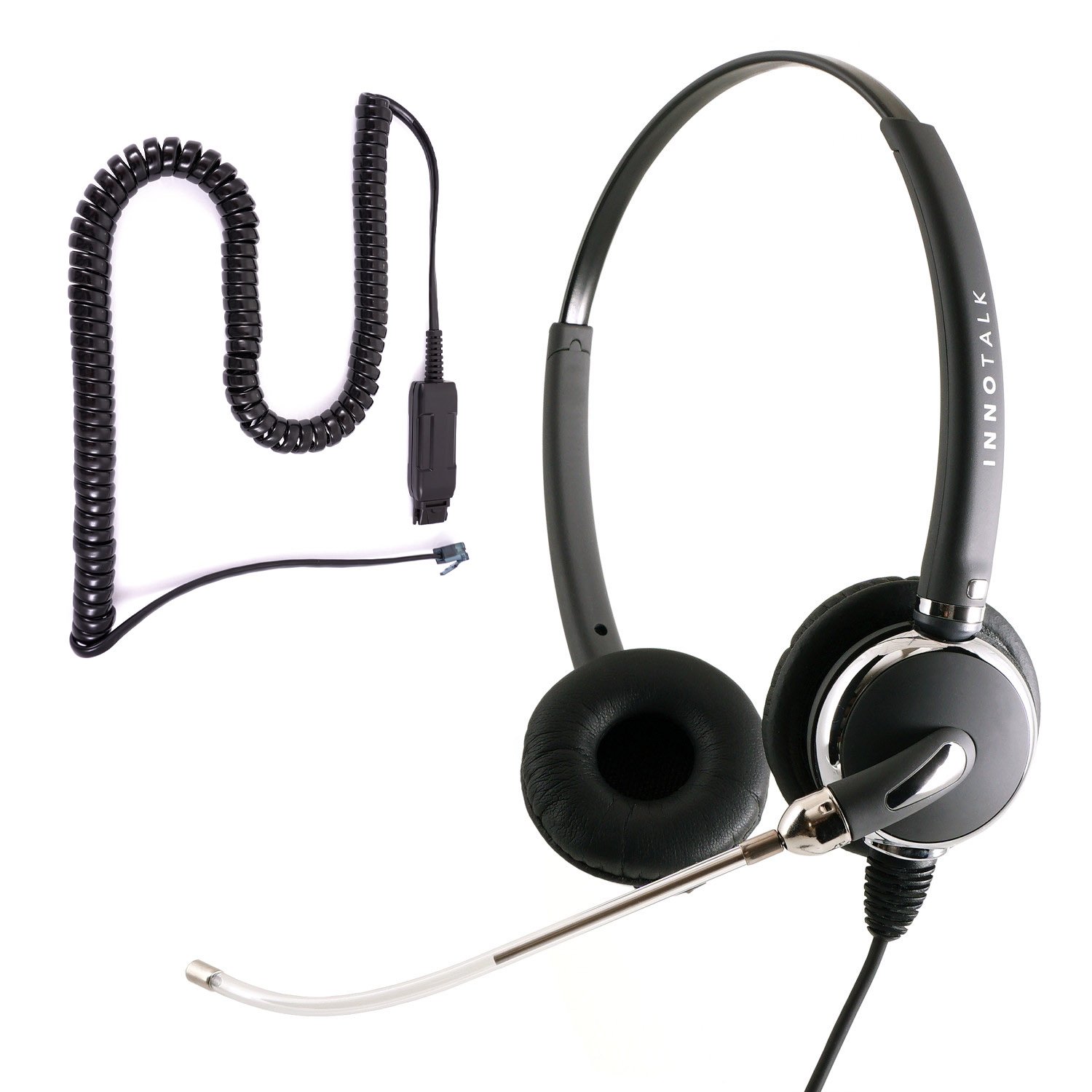 INNOTALK Phone Headset Compatible with Avaya IP 9620, 9620C, 9620L, 9621, 9630, 9630G, Voice Tube Mic Binaural Phone Headset for Business Center