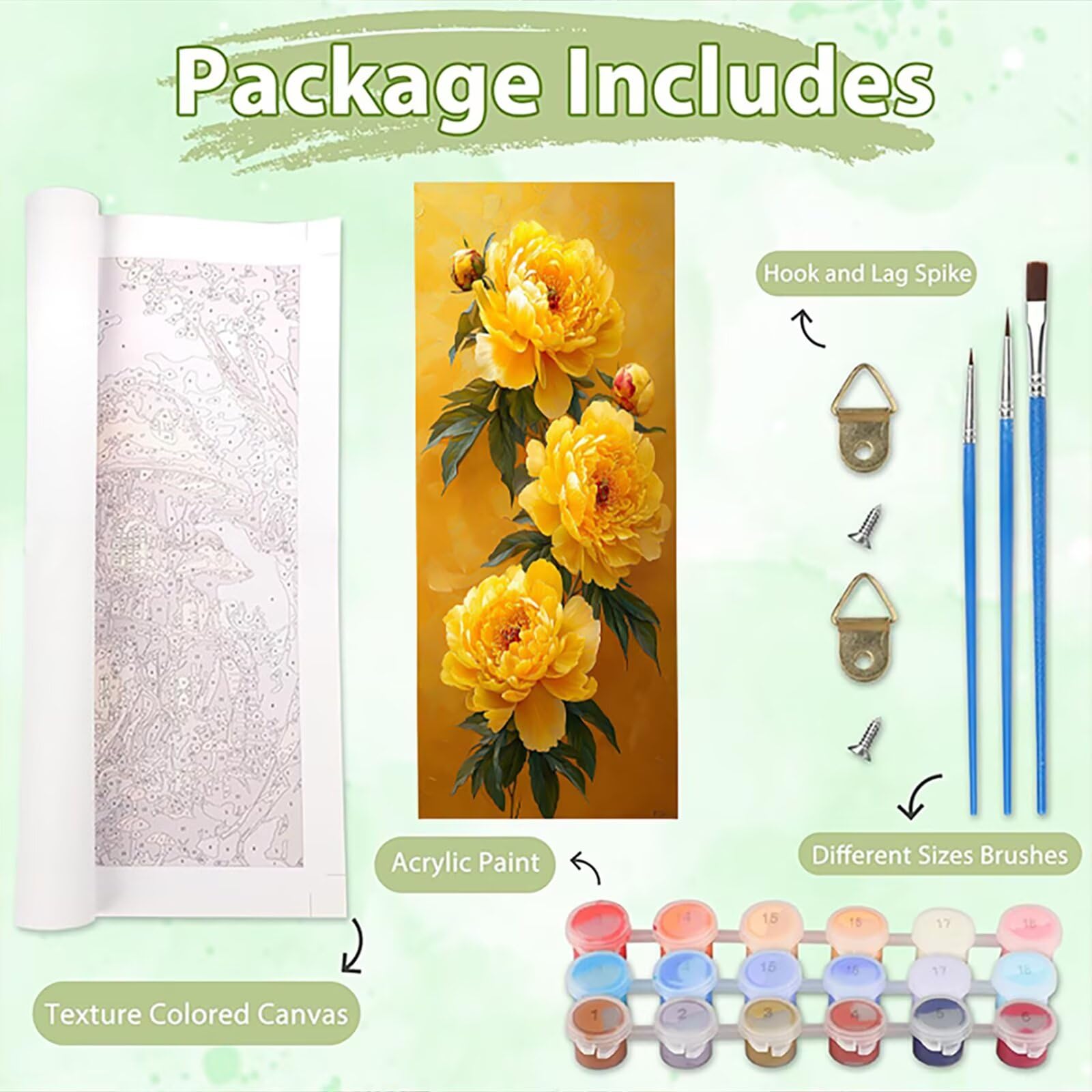 Malen Nach Zahlen 50x150cm Leinwand Gelb Malen Nach Zahlen Erwachsene mit Ohne Rahmen, DIY Kreativ Set für Erwachsene mit Pinseln und Acrylfarbe, Zimmer Deko Blumen Landschaft Geschenk, P0M-746