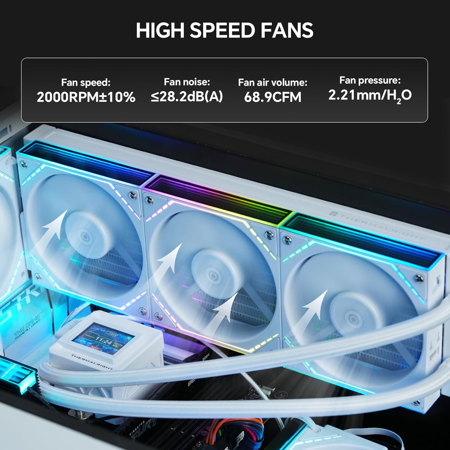 TL-M12QW X3 120mm Computer Case Fans, PWM ARGB PC Fans, 3-Pack, 2000RPM, Daisy-Chain, Infinity Mirror, White