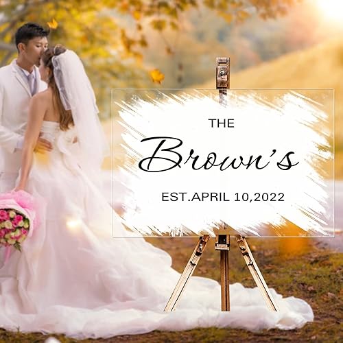 Miniatura 10 de Welcome to Our Happily Ever After Custom Wedding Welcome Sign Painted Back White Wedding Welcome Sign Classic Acrylic Wedding Entrance Sign Welcome