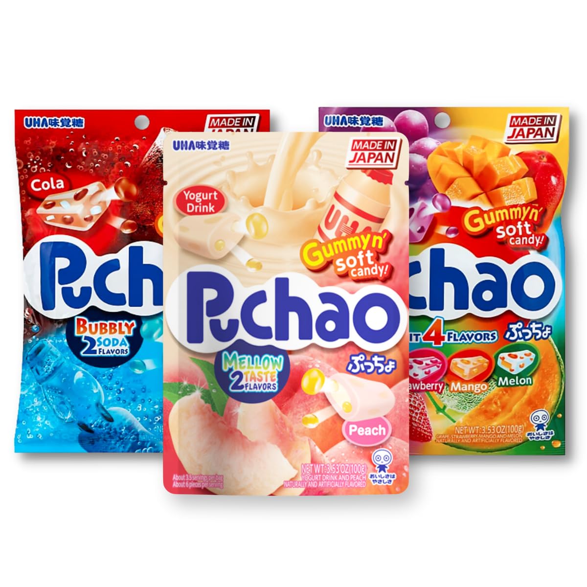 Amazon.com: Japanese Chew Puchao Soft Candy – 3 Flavor Pack: Peach