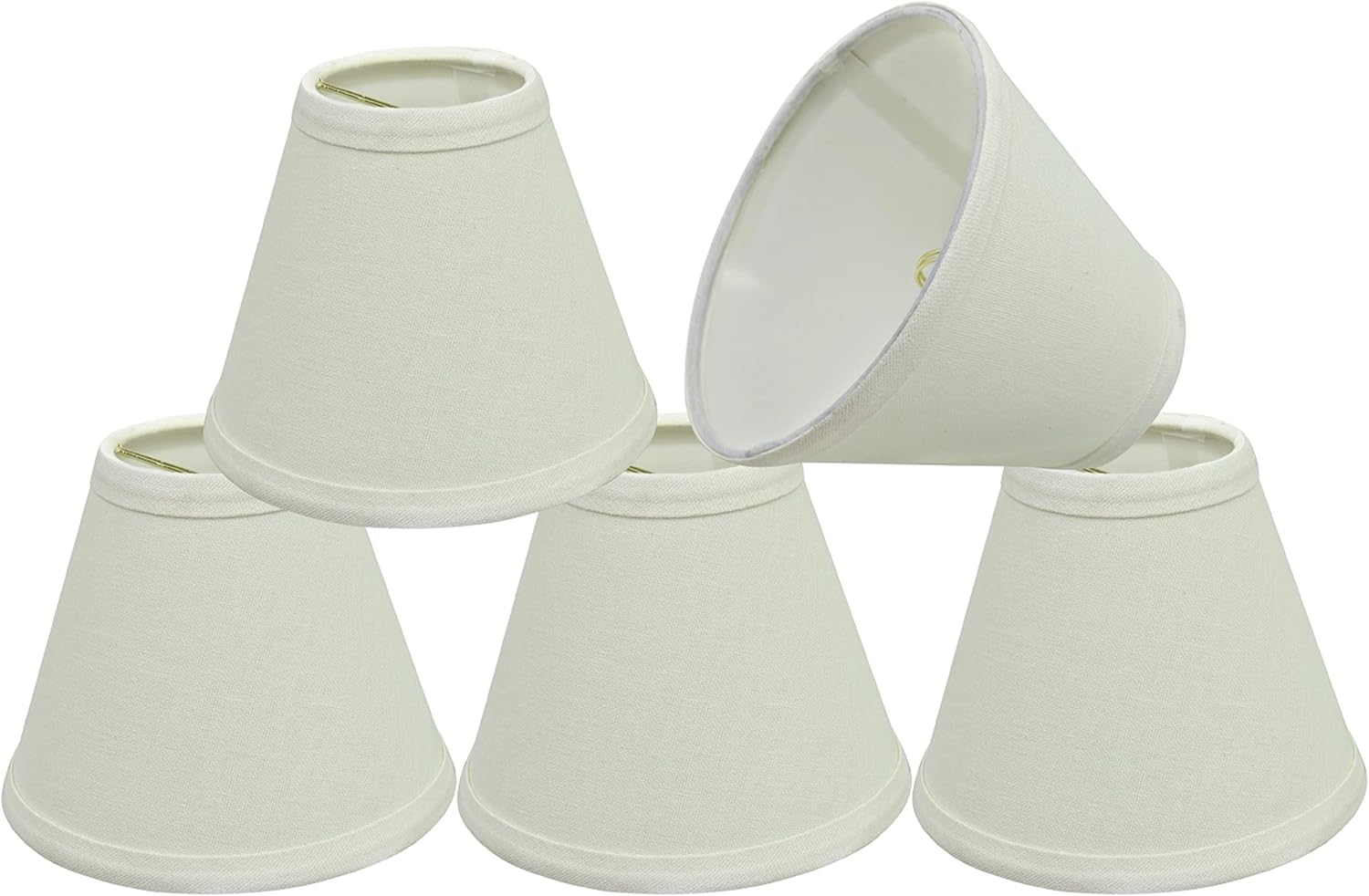 Aspen Creative 32045-5A, Hardback Empire Clip-On Chandelier Lamp Shade, Off-White, 3" Top x 6" Bottom x 5" Slant Height, Set of 5