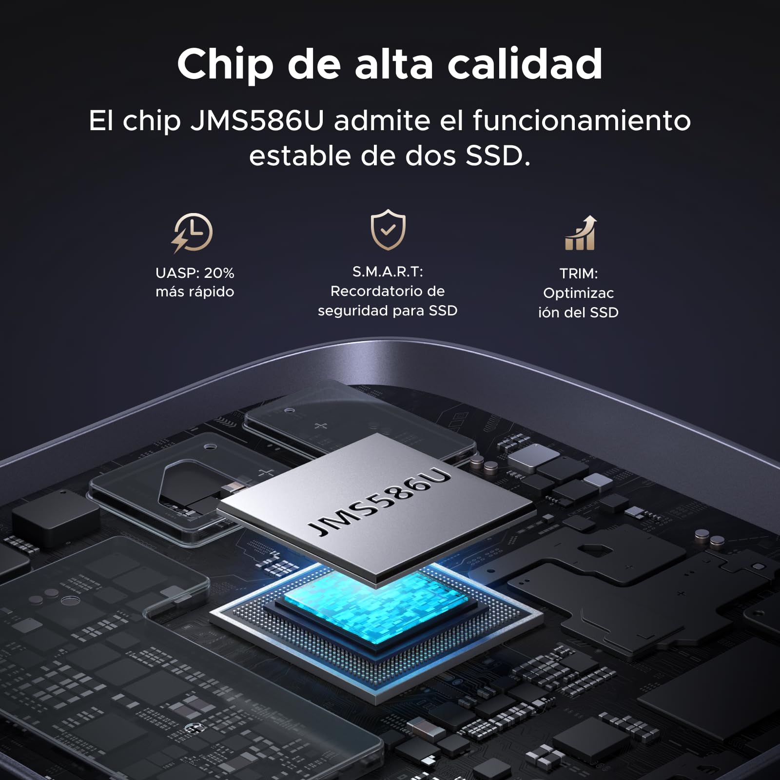 UGREEN Docking Station de Doble Bahía M.2 NVMe 20Gbps, USB 3.2 Gen 2 Caja SSD NVMe Dual Bay para SSD PCIe M/MB Key Compatible con Clonación Fuera de Línea, UASP, Trim y S.M.A.R.T.