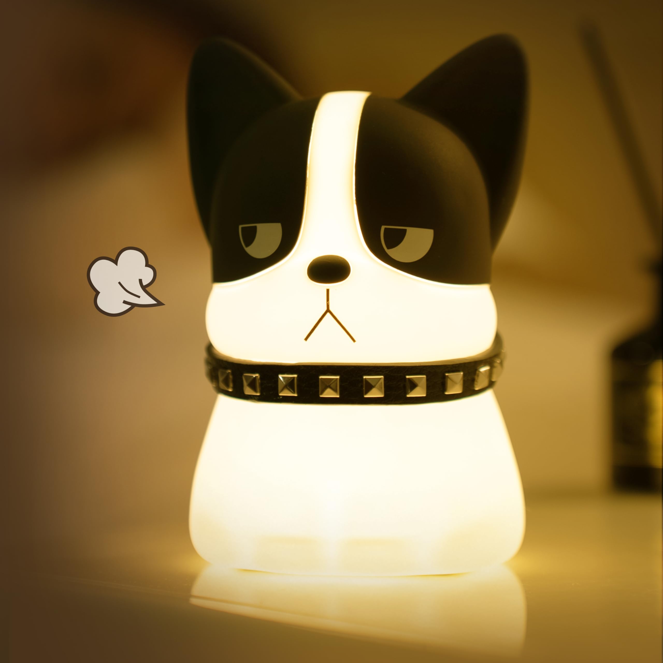 Myratts Led Cute Frenchie Night Light, Dimmable Nursery Kawaii Lamps, Super Squishy Silicone USB Rechargeable Touch Control Bedside Lamp, Used for Camping Party Room Decor(Frenchie) — image 1