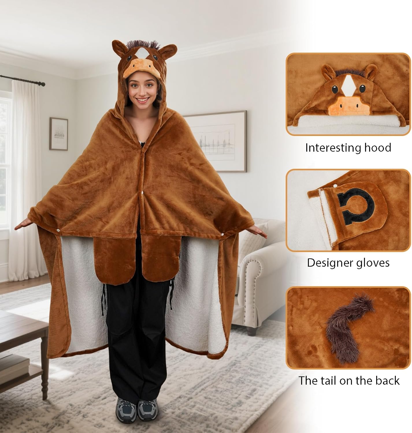 Tian Zhun Horse Gifts for Women Horses Lovers Horse Wearable Blanket Hoodie Fluffy Super Soft Flannel for Women Mothers Day Christmas Birthday