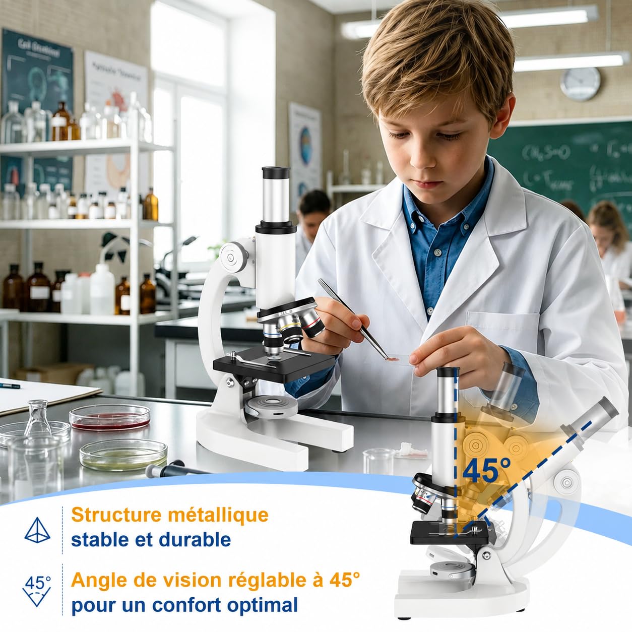 Microscope Compose 40X-2000X Enfant Adulte Biologique STEM Cadeau