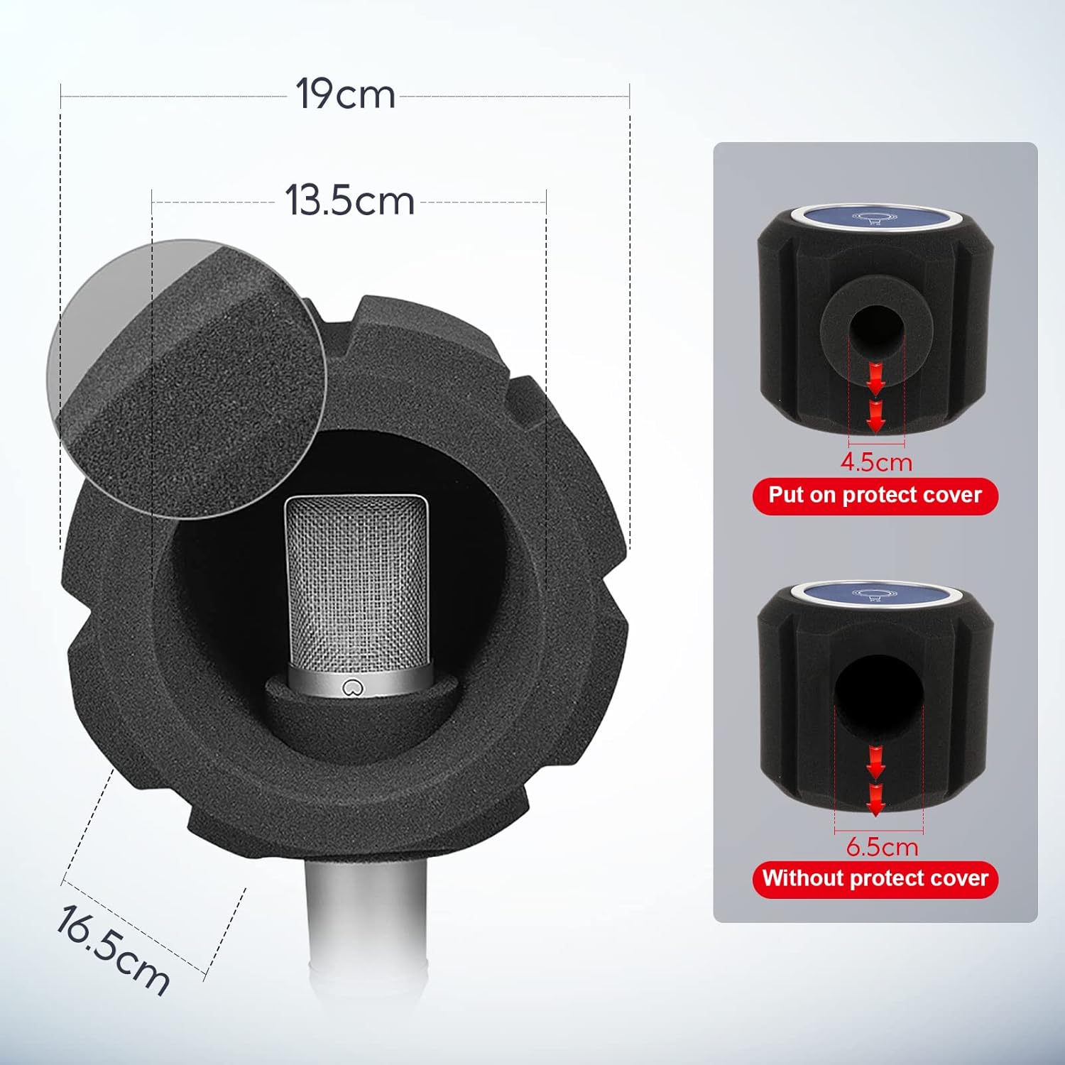 Vaveren Portable Recording Vocal Isolation Booth Microphone Pop Filter Shield Accessory, Octagonal Red
