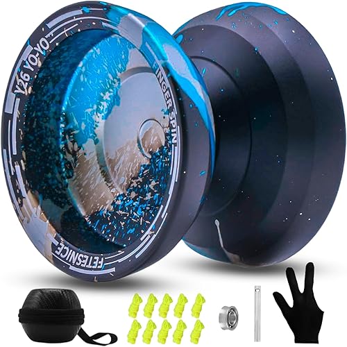 Miniatura 8 de FETESNICE Yoyo profesional de mariposa Y26 - Yoyo giratorio de dedo de doble modo receptivo/no responde, para niños, adultos y jugadores de Negro