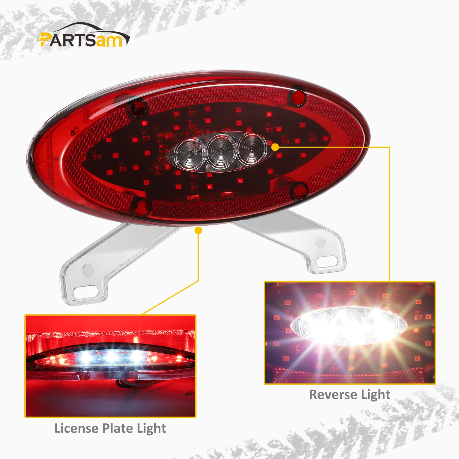 Partsam 2Pcs 8" Oval Led Tail Lights 40LED Red For Trailer RV Motorhome Airstream Oval Led Stop Turn Tail Lights Surface Mount Taillights Replacement Lights IP68 Submersible W/Mounting Gaskets