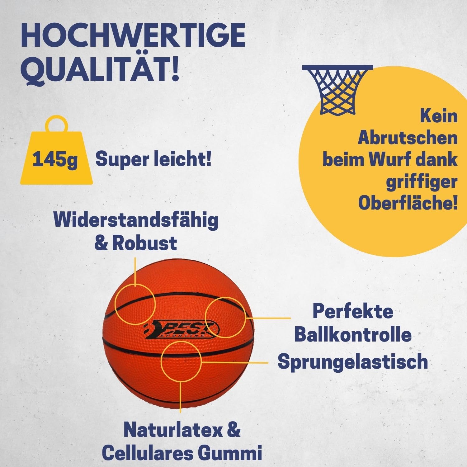 Pallacanestro Mini BEST SPORTING - Per Bambini, Palla Arancione 160g