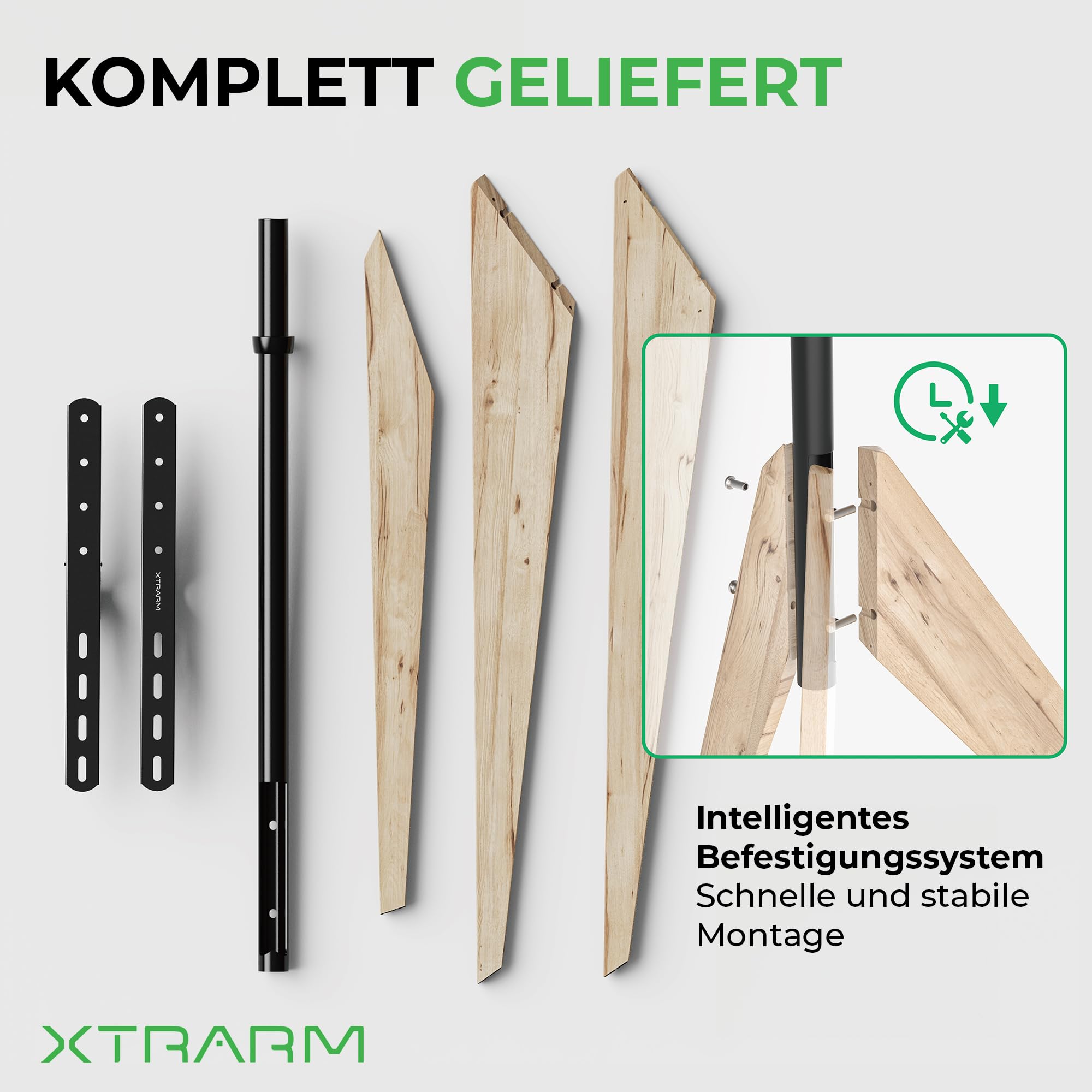 Argo Tripod TV Ständer, Höhe bis 140 cm, Drehbar 360 Grad, für TV ca. 26-65 Zoll, bis 40 kg, max. VESA 400x400mm, TV-Standfuss gealterte Eiche