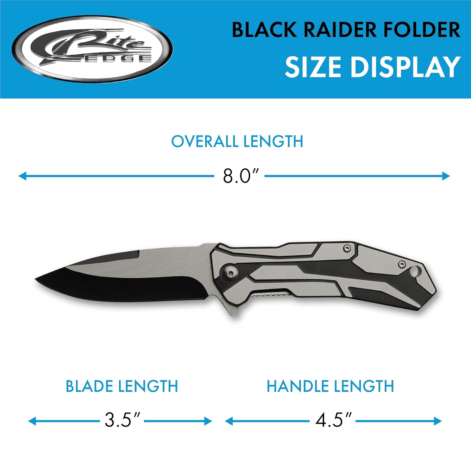 SZCO Supplies 8" Black Tech Assisted Open Folding EDC Utility Pocket Knife With Clip