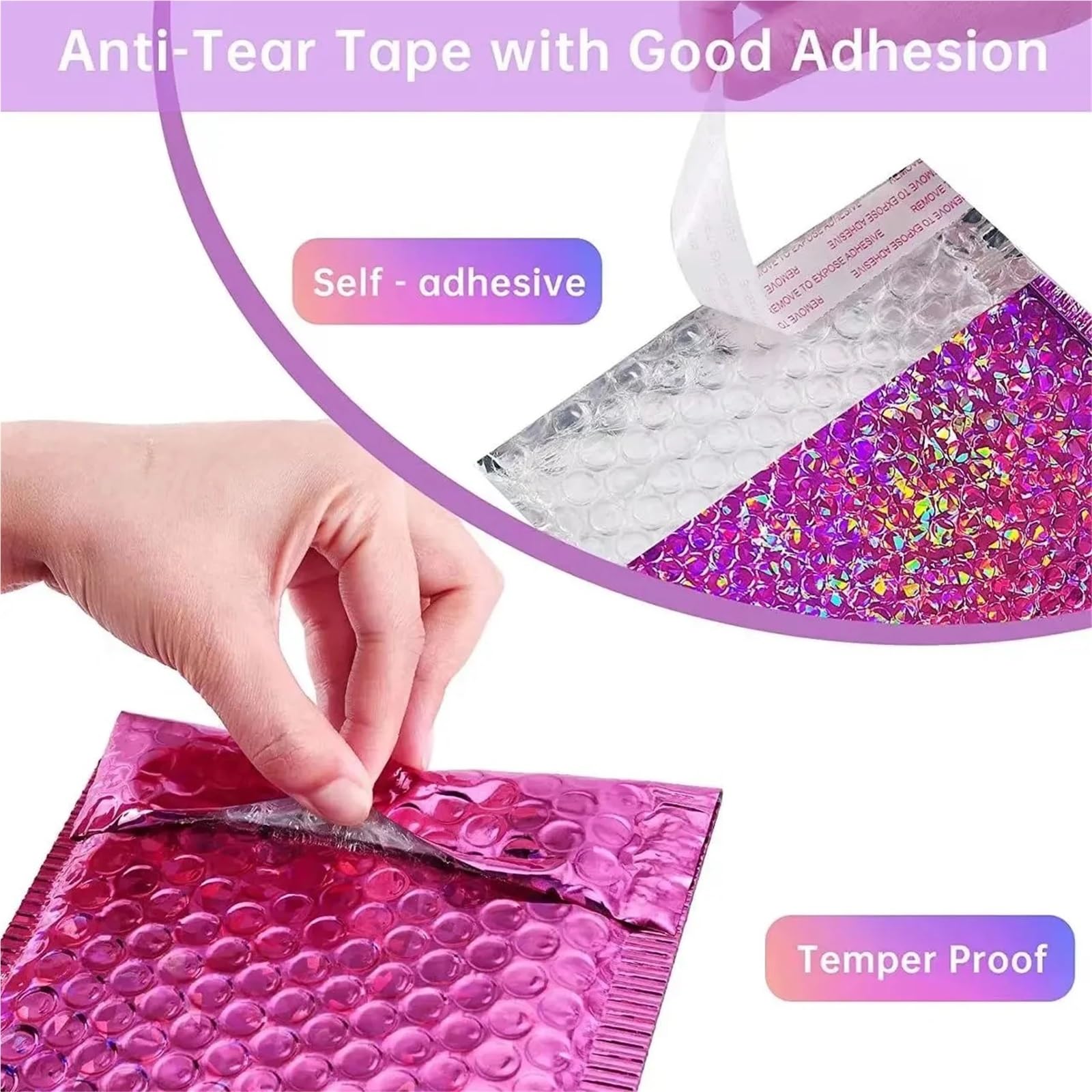 versandtaschen 50 Stück Luftpolstertaschen, gepolsterte Umschläge, selbstklebend(Rainbow,15 * 20cm)